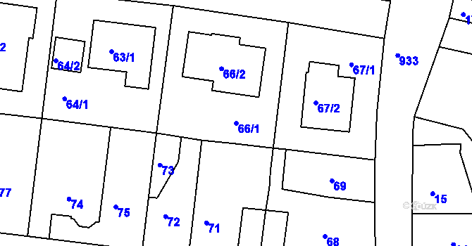 Parcela st. 66/1 v KÚ Hostavice, Katastrální mapa