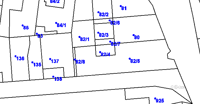 Parcela st. 82/4 v KÚ Hostavice, Katastrální mapa