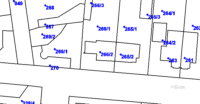 Parcela st. 266/2 v KÚ Hostavice, Katastrální mapa