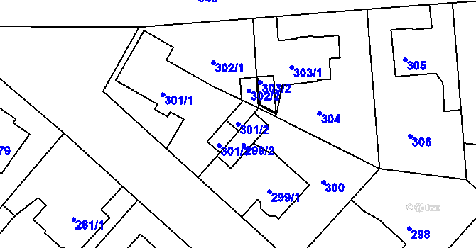 Parcela st. 301/2 v KÚ Hostavice, Katastrální mapa