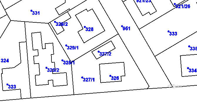 Parcela st. 327/2 v KÚ Hostavice, Katastrální mapa