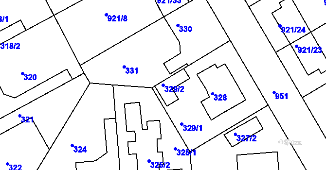 Parcela st. 329/2 v KÚ Hostavice, Katastrální mapa