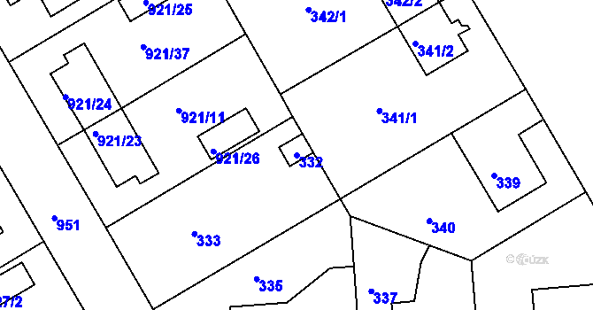 Parcela st. 332 v KÚ Hostavice, Katastrální mapa