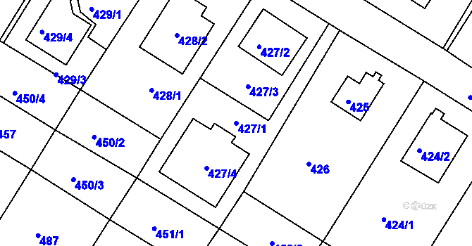 Parcela st. 427/1 v KÚ Hostavice, Katastrální mapa