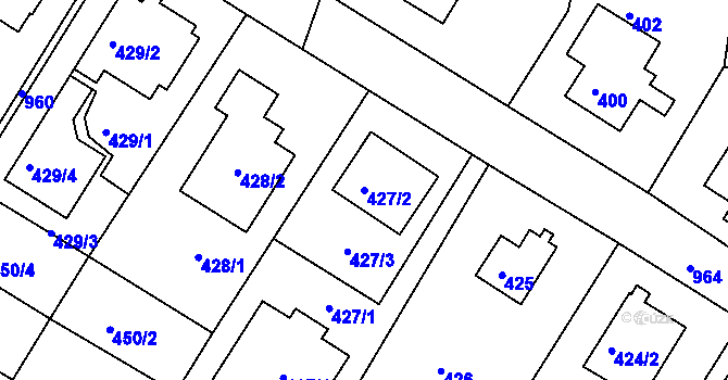 Parcela st. 427/2 v KÚ Hostavice, Katastrální mapa