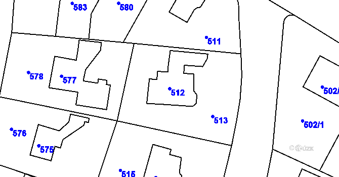 Parcela st. 512 v KÚ Hostavice, Katastrální mapa