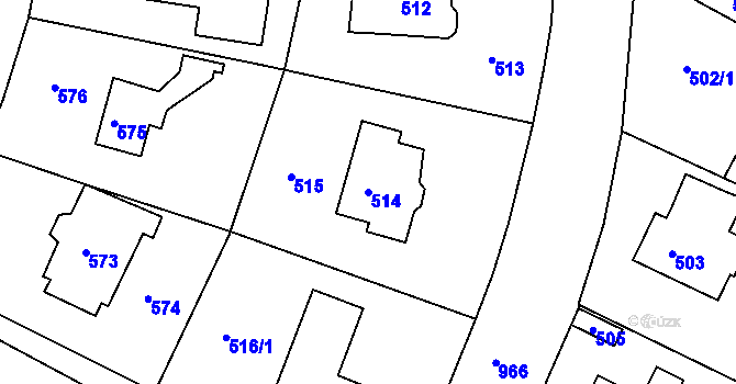 Parcela st. 514 v KÚ Hostavice, Katastrální mapa