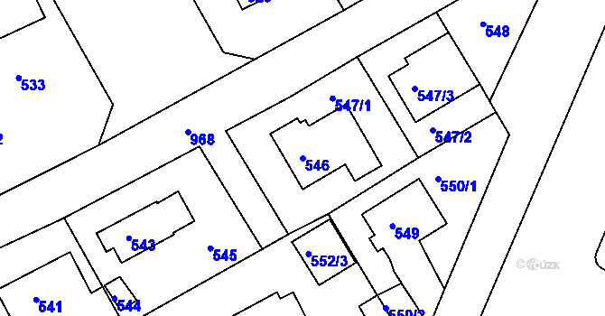 Parcela st. 546 v KÚ Hostavice, Katastrální mapa