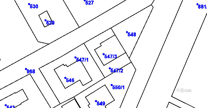 Parcela st. 547/3 v KÚ Hostavice, Katastrální mapa