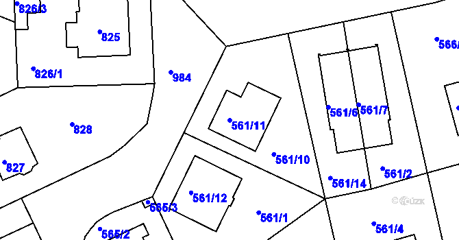 Parcela st. 561/11 v KÚ Hostavice, Katastrální mapa