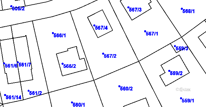 Parcela st. 567/2 v KÚ Hostavice, Katastrální mapa