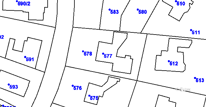 Parcela st. 577 v KÚ Hostavice, Katastrální mapa