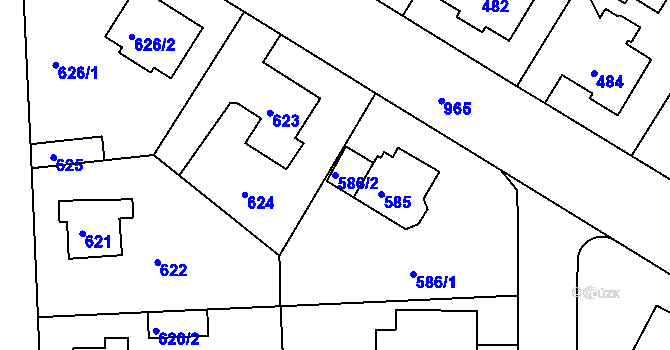 Parcela st. 586/2 v KÚ Hostavice, Katastrální mapa