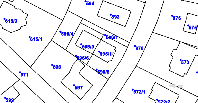 Parcela st. 595/1 v KÚ Hostavice, Katastrální mapa