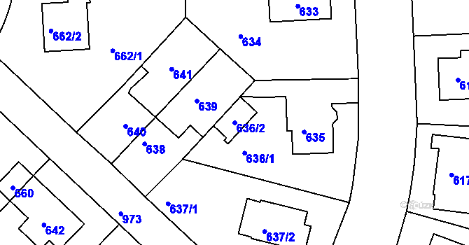 Parcela st. 636/2 v KÚ Hostavice, Katastrální mapa
