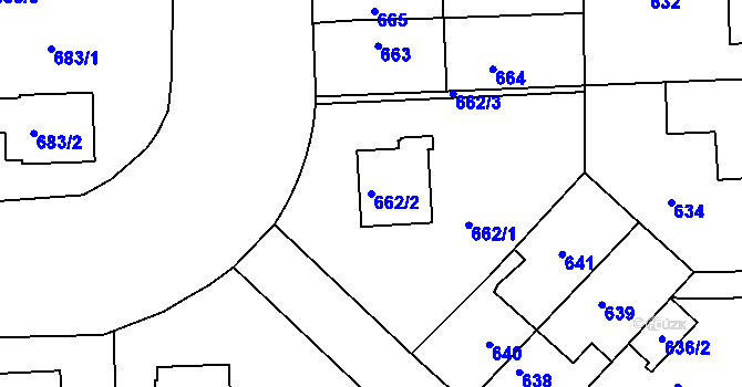 Parcela st. 662/2 v KÚ Hostavice, Katastrální mapa