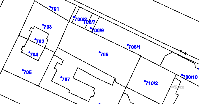 Parcela st. 706 v KÚ Hostavice, Katastrální mapa