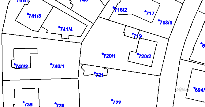Parcela st. 720/1 v KÚ Hostavice, Katastrální mapa