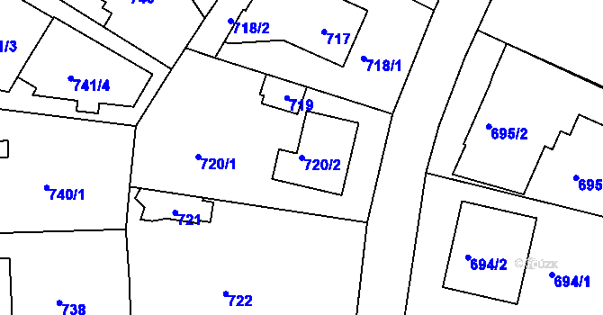 Parcela st. 720/2 v KÚ Hostavice, Katastrální mapa