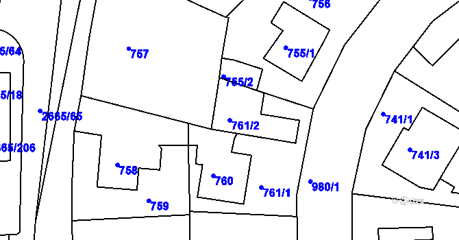 Parcela st. 761/2 v KÚ Hostavice, Katastrální mapa