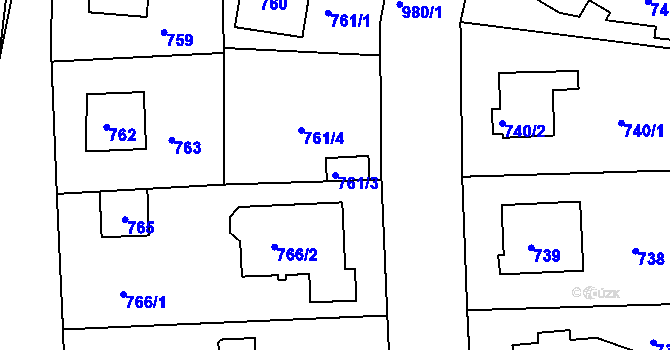 Parcela st. 761/3 v KÚ Hostavice, Katastrální mapa