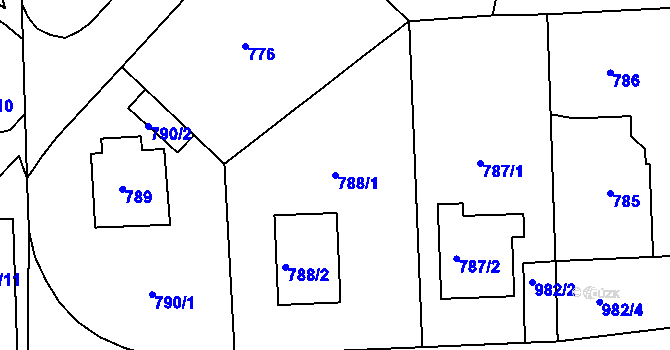 Parcela st. 788/1 v KÚ Hostavice, Katastrální mapa