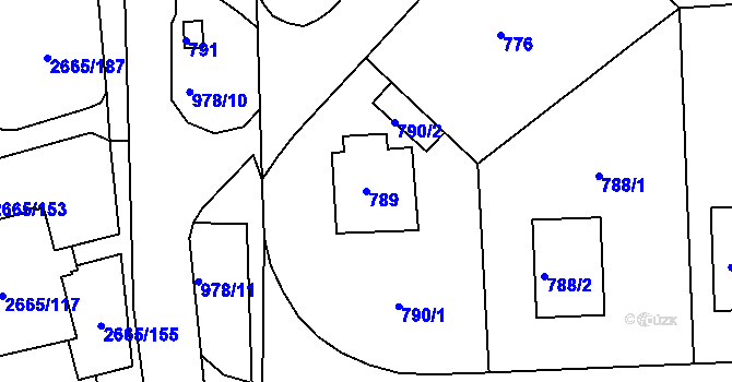 Parcela st. 789 v KÚ Hostavice, Katastrální mapa