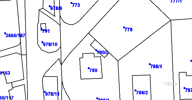 Parcela st. 790/2 v KÚ Hostavice, Katastrální mapa