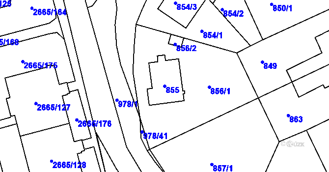 Parcela st. 855 v KÚ Hostavice, Katastrální mapa