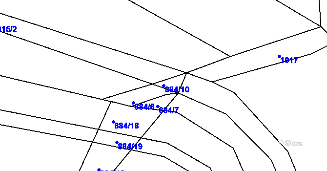 Parcela st. 884/10 v KÚ Hostavice, Katastrální mapa