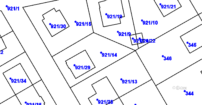 Parcela st. 921/14 v KÚ Hostavice, Katastrální mapa
