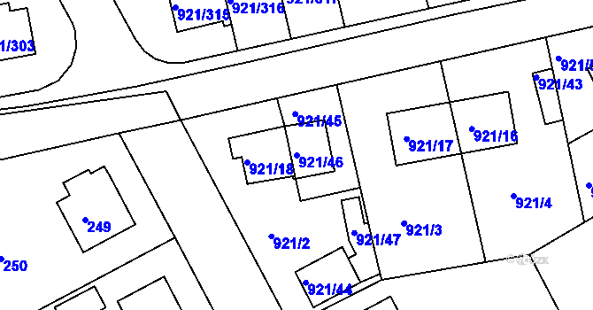 Parcela st. 921/46 v KÚ Hostavice, Katastrální mapa