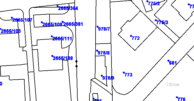 Parcela st. 978/8 v KÚ Hostavice, Katastrální mapa