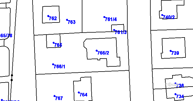 Parcela st. 766/2 v KÚ Hostavice, Katastrální mapa