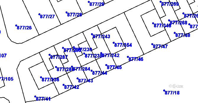 Parcela st. 877/45 v KÚ Hostavice, Katastrální mapa