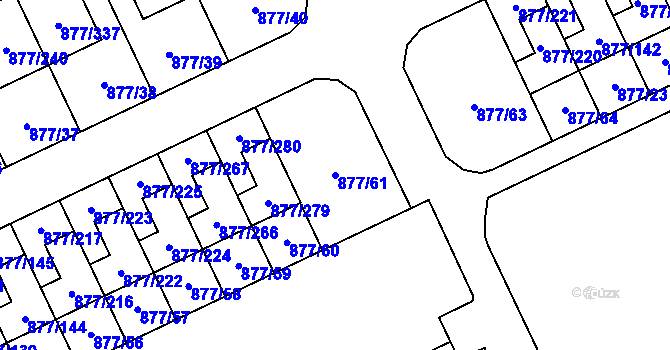 Parcela st. 877/61 v KÚ Hostavice, Katastrální mapa