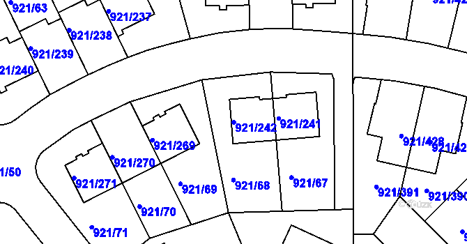 Parcela st. 921/242 v KÚ Hostavice, Katastrální mapa