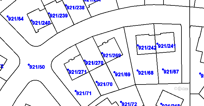 Parcela st. 921/269 v KÚ Hostavice, Katastrální mapa
