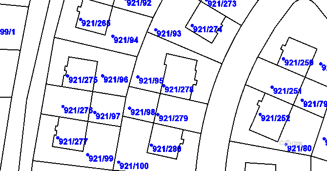 Parcela st. 921/278 v KÚ Hostavice, Katastrální mapa