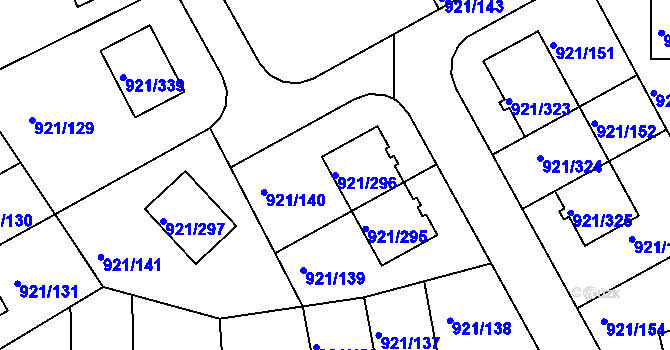 Parcela st. 921/296 v KÚ Hostavice, Katastrální mapa