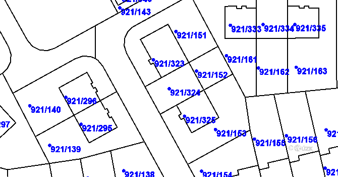 Parcela st. 921/324 v KÚ Hostavice, Katastrální mapa