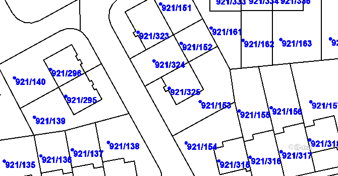 Parcela st. 921/325 v KÚ Hostavice, Katastrální mapa