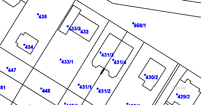 Parcela st. 431/3 v KÚ Hostavice, Katastrální mapa