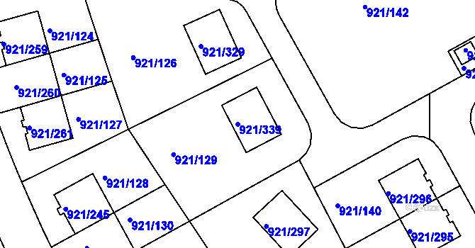 Parcela st. 921/339 v KÚ Hostavice, Katastrální mapa