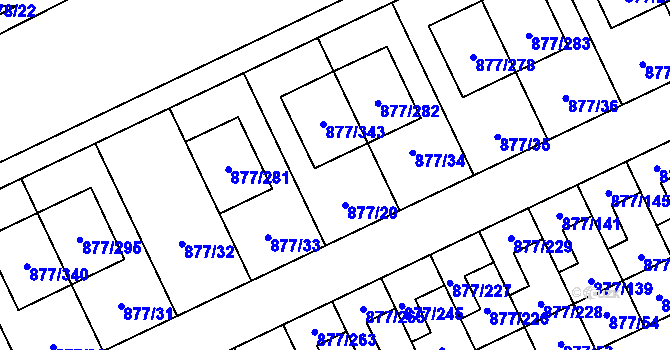 Parcela st. 877/20 v KÚ Hostavice, Katastrální mapa