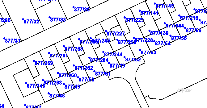 Parcela st. 877/19 v KÚ Hostavice, Katastrální mapa