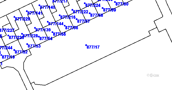 Parcela st. 877/17 v KÚ Hostavice, Katastrální mapa