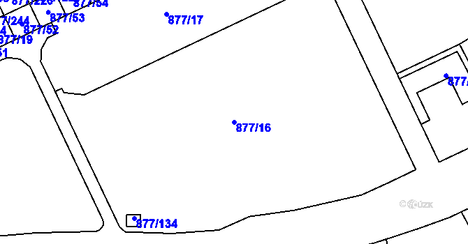 Parcela st. 877/16 v KÚ Hostavice, Katastrální mapa