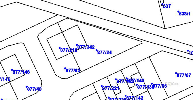 Parcela st. 877/24 v KÚ Hostavice, Katastrální mapa