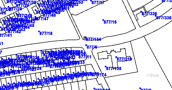 Parcela st. 877/6 v KÚ Hostavice, Katastrální mapa
